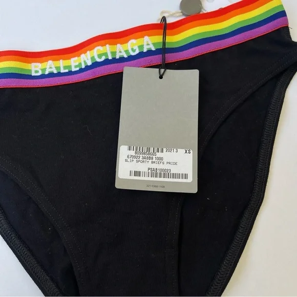 NWT Balenciaga Women’s Pride Panty Brief Underwear - Black , slip sporty briefs